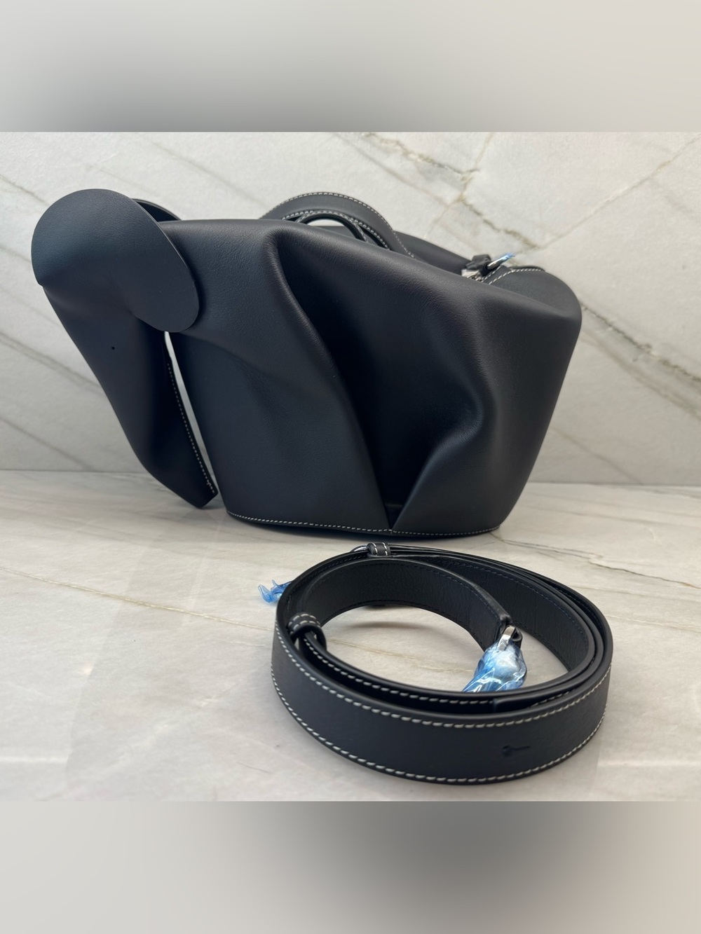 Loewe Large Black Leather Elephant Bag